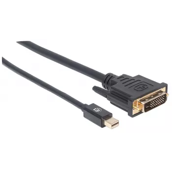 Manhattan Mini DisplayPort 1.2a uz DVI-D 24+1 kabelis, 1080p@60Hz, 1,8 m, vīrieša-vīrieša, saderīgs ar DVI-D, melns, mūža garantija