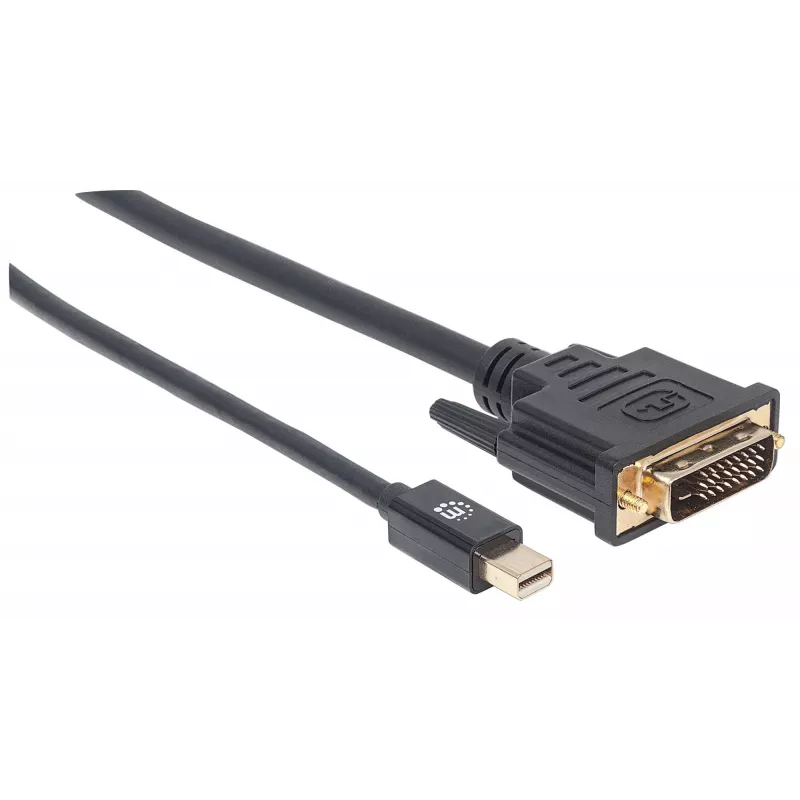 Manhattan Mini DisplayPort 1.2a uz DVI-D 24+1 kabelis, 1080p@60Hz, 1,8 m, vīrieša-vīrieša, saderīgs ar DVI-D, melns, mūža garantija