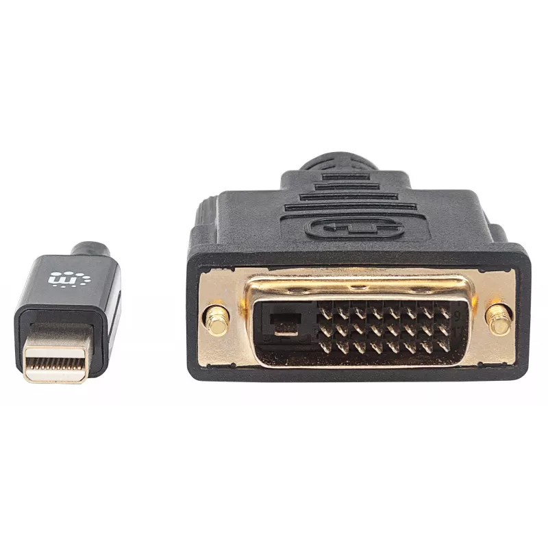Manhattan Mini DisplayPort 1.2a uz DVI-D 24+1 kabelis, 1080p@60Hz, 1,8 m, vīrieša-vīrieša, saderīgs ar DVI-D, melns, mūža garantija