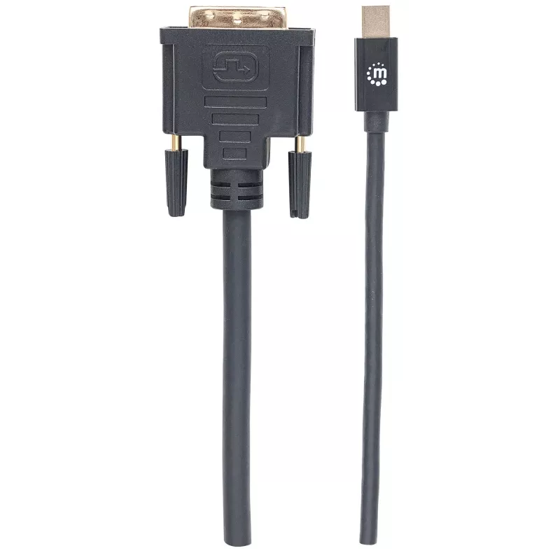 Manhattan Mini DisplayPort 1.2a uz DVI-D 24+1 kabelis, 1080p@60Hz, 1,8 m, vīrieša-vīrieša, saderīgs ar DVI-D, melns, mūža garantija