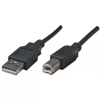 Manhattan USB-A–USB-B kabelis, 0,5 m, vīrišķais–vīrišķais, 480 Mb/s (USB 2.0), Hi-Speed USB, melns, mūža garantija, ekvivalents USB2HAB50CM