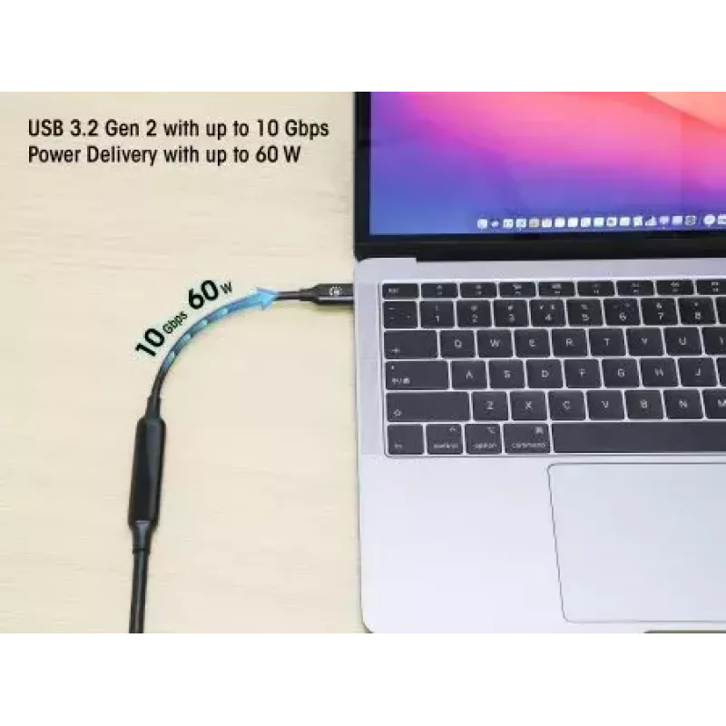 USB-C kabelis Manhattan 5m aktīvs vīrietis-vīrietis 10 Gbps 3A melns