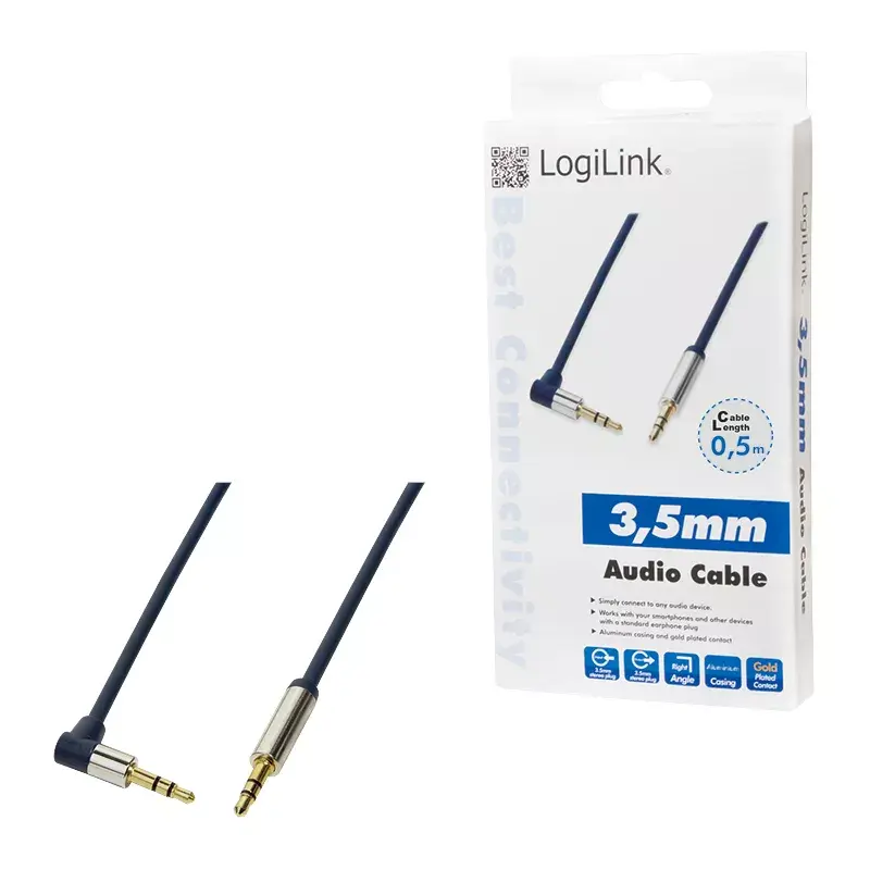 Audio kabelis LogiLink 3.5 mm – 3.5 mm 0,5 m zils