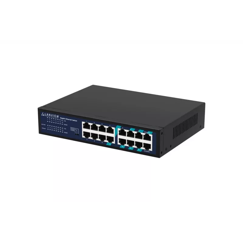 Nevadāms komutators Lanview LVN-1U-16PORT-1G 16 portu 1 Gbps Ethernet, statnes montāža 1U