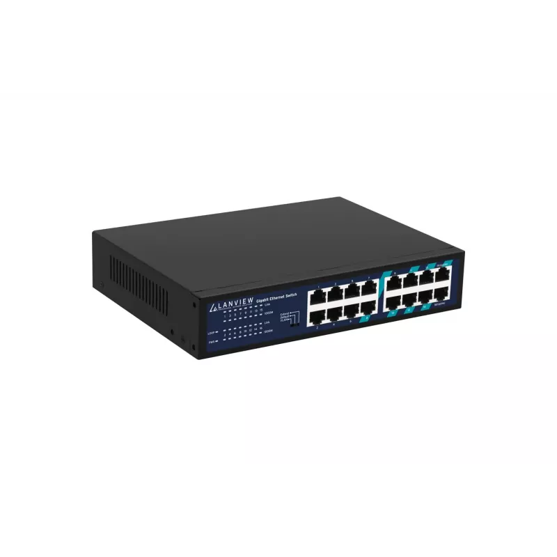 Nevadāms komutators Lanview LVN-1U-16PORT-1G 16 portu 1 Gbps Ethernet, statnes montāža 1U