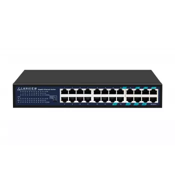 Nekonfigurējams komutators Lanview LVN-1U-24PORT-1G — 24 portu pilna Gigabit tīkla plaukta montāžas