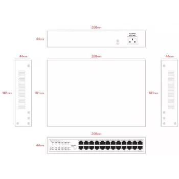 Nekonfigurējams komutators Lanview LVN-1U-24PORT-1G — 24 portu pilna Gigabit tīkla plaukta montāžas