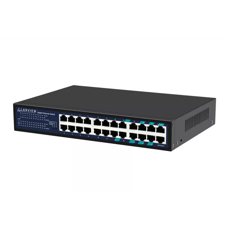 Nekonfigurējams komutators Lanview LVN-1U-24PORT-1G — 24 portu pilna Gigabit tīkla plaukta montāžas
