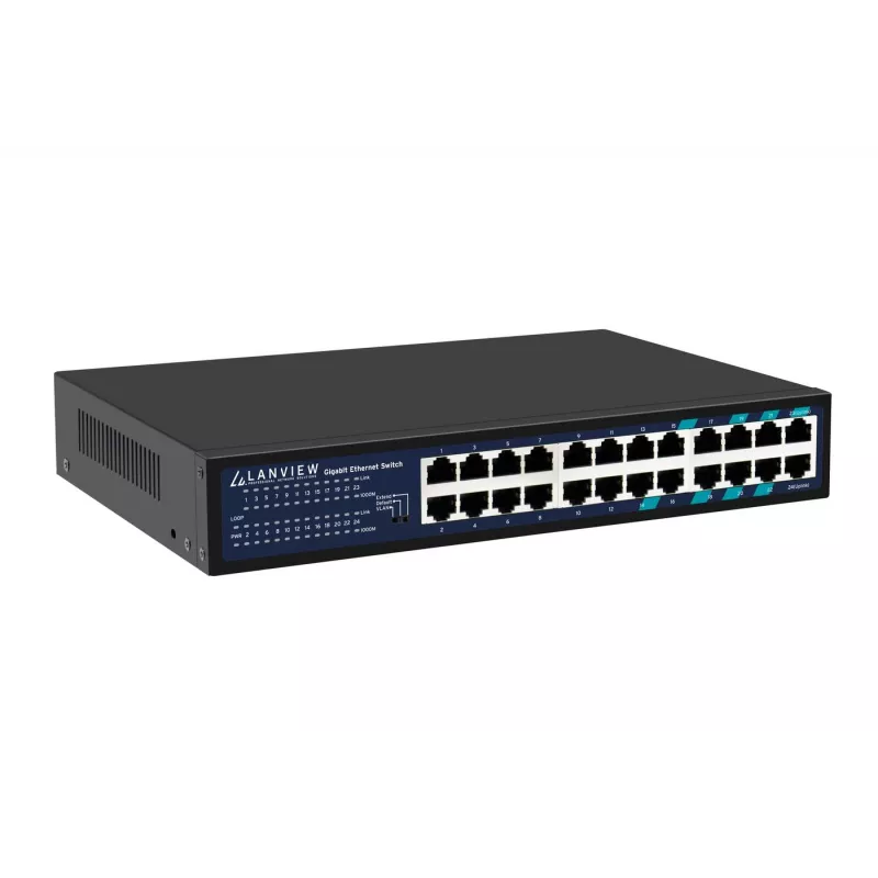 Nekonfigurējams komutators Lanview LVN-1U-24PORT-1G — 24 portu pilna Gigabit tīkla plaukta montāžas
