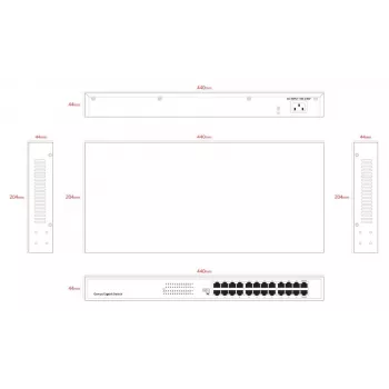 Nevadāms komutators Lanview LVN-1UMOUNT-24PORT-1G 24-portu Gigabit Ethernet komutators, 1U montāža