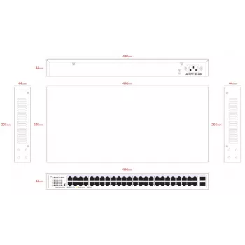 Lanview nevadāms slēdzis LVN-1UMOUNT-48PORT-2SFP-1G — 48x RJ45 1G pieslēgvietas, 2x SFP augšupsaites