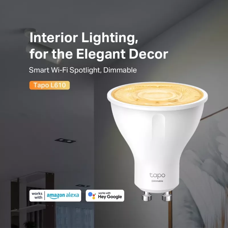 TP-Link Tapo Smart Wi-Fi Spotlight, Dimmable, 4-Pack, Smart bulb, Wi-Fi, balta, 802.11b, 802.11g, Wi-Fi 4 (802.11n), GU10, Parabolic bulb