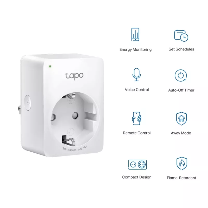 TP-Link Tapo P110 mini viedā Wi-Fi rozete, enerģijas patēriņa uzraudzība (4 gab.)