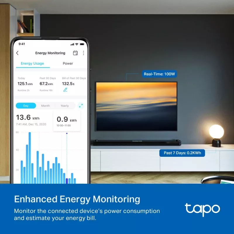 TP-Link Tapo Mini Smart Wi-Fi Socket, Energy Monitoring