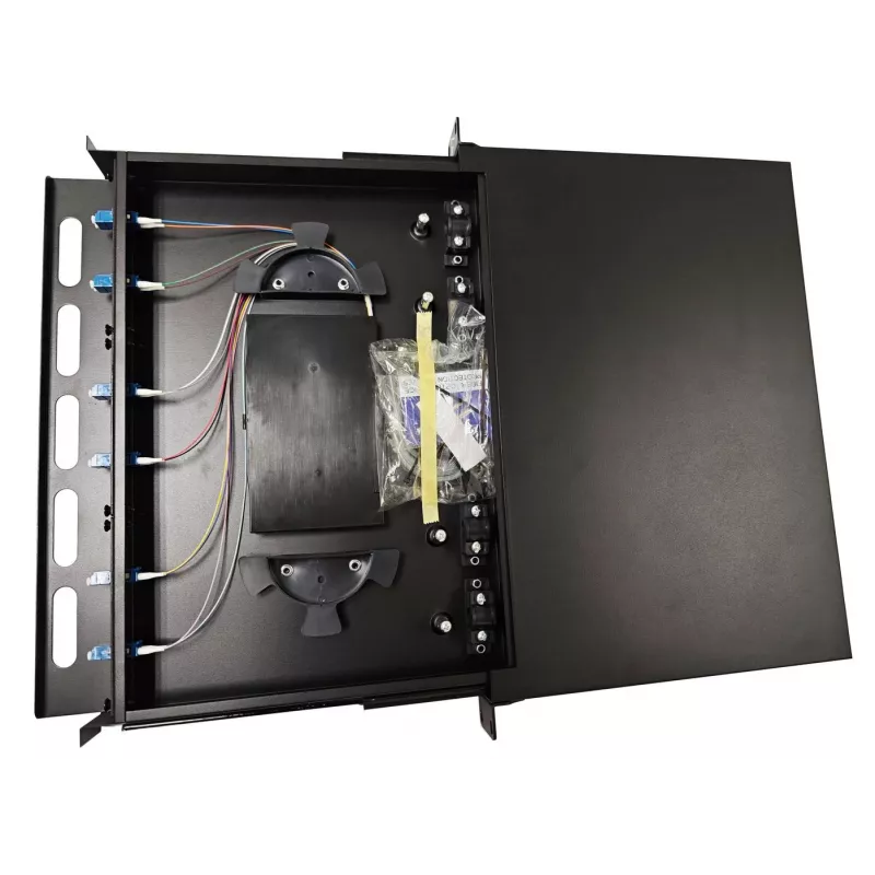 Lanview LVO-101010 optiskās šķiedras bīdāmais panelis ODF, LC SM OS2, 12 serdeņi, 1U