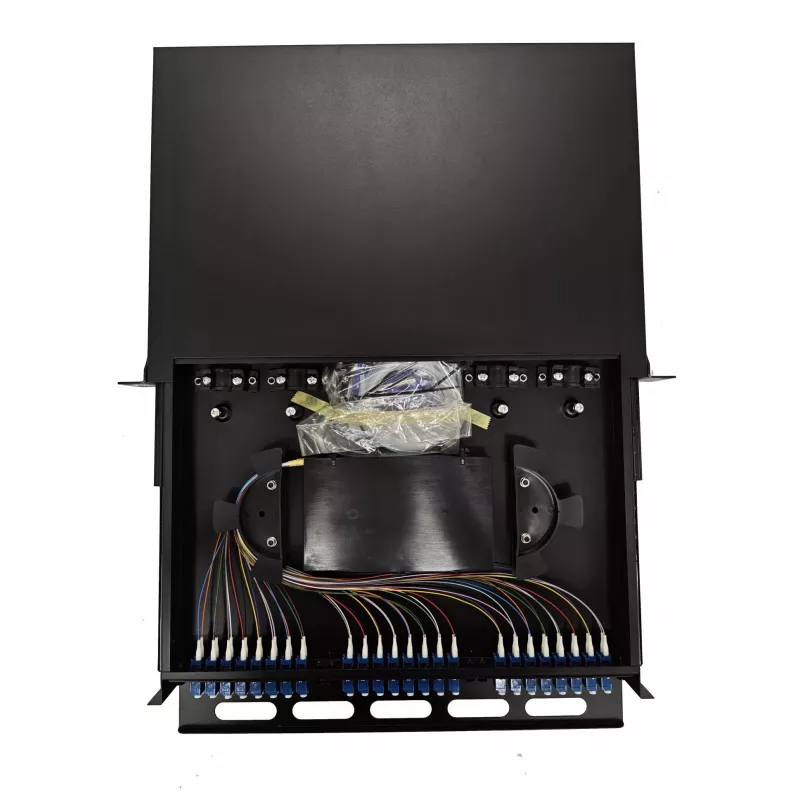 Lanview LVO-101020 optiskās šķiedras bīdāmais panelis ODF, LC SM OS2, 48 serdeņi, 1U
