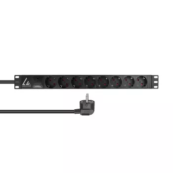 Lanview LVR-3MSCH-SPD-SCH8 strāvas sadales bloks (PDU) 8 maiņstrāvas kontaktligzdas 1U melns