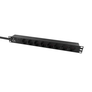 Lanview LVR-3MSCH-SPD-SCH8 strāvas sadales bloks (PDU) 8 maiņstrāvas kontaktligzdas 1U melns
