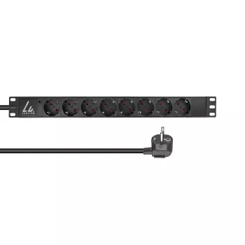 Lanview LVR-2MSCH-LIC-SCH8 strāvas sadales bloks (PDU) 8 maiņstrāvas kontaktligzdas 1U Melns