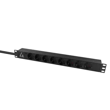 Lanview LVR-2MSCH-LIC-SCH8 strāvas sadales bloks (PDU) 8 maiņstrāvas kontaktligzdas 1U Melns