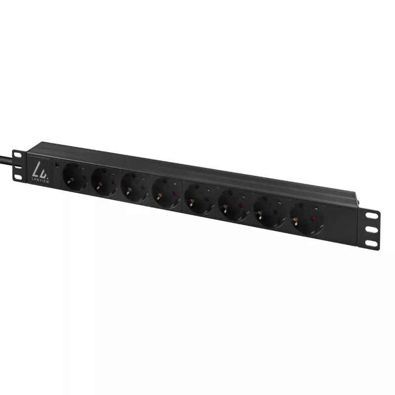 Lanview LVR-3MIEC-LIC-SCH8 elektrības sadales bloks (PDU) 8 maiņstrāvas kontaktligzdas 1U Melns