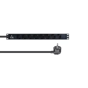 Lanview LVR-3MSCH-LIC-SCH8 strāvas sadales bloks (PDU) 8 maiņstrāvas kontaktligzdas 1U melns