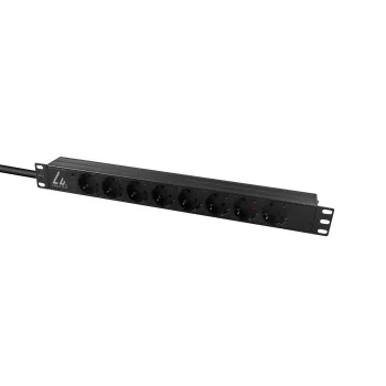 Lanview LVR-3MSCH-LIC-SCH8 strāvas sadales bloks (PDU) 8 maiņstrāvas kontaktligzdas 1U melns