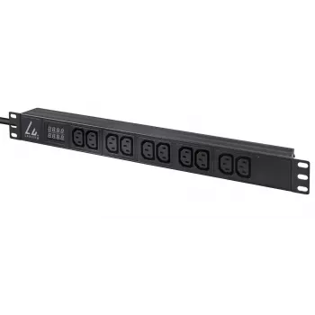 Lanview LVR-3MIEC-AMP-10C13 strāvas sadales bloks (PDU) 10 maiņstrāvas kontaktligzdu(-as) 1U melns