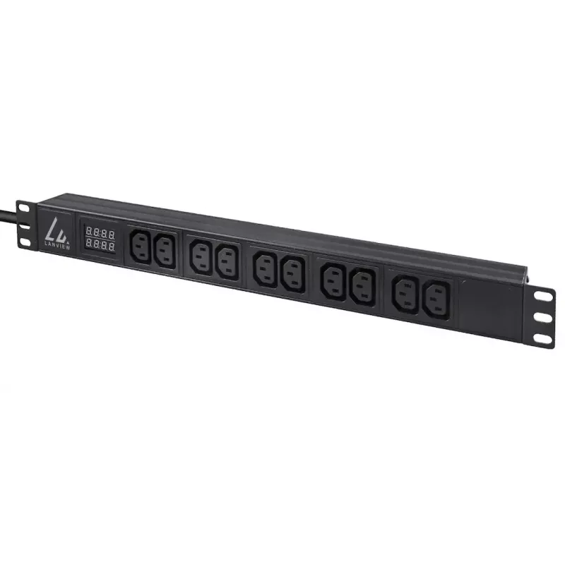 Lanview LVR-3MIEC-AMP-10C13 strāvas sadales bloks (PDU) 10 maiņstrāvas kontaktligzdu(-as) 1U melns