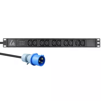 Lanview LVR-3MIEC-AMP-10C13 strāvas sadales bloks (PDU) 10 maiņstrāvas kontaktligzdu(-as) 1U melns