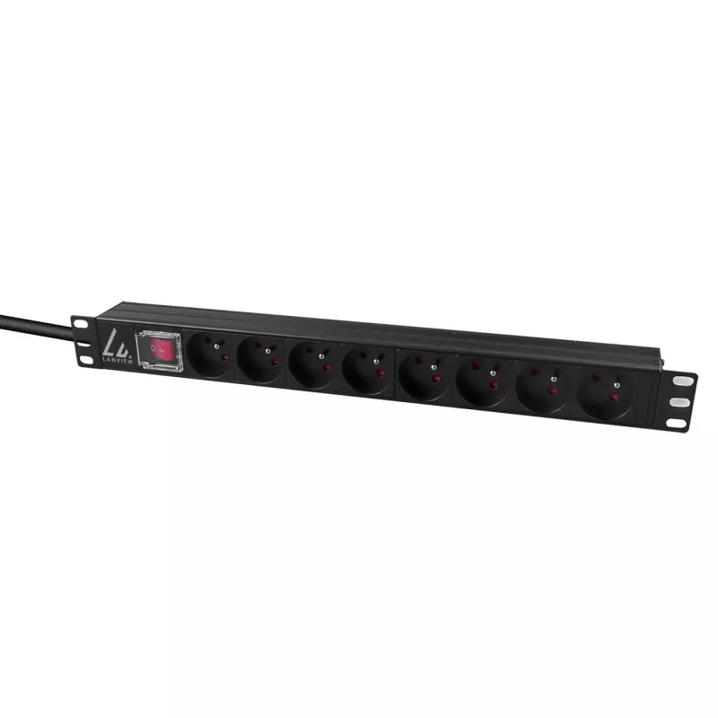 Lanview LVR-2MSCH-SW-C13-8 strāvas sadales bloks (PDU) 8 maiņstrāvas izejas 1U melns