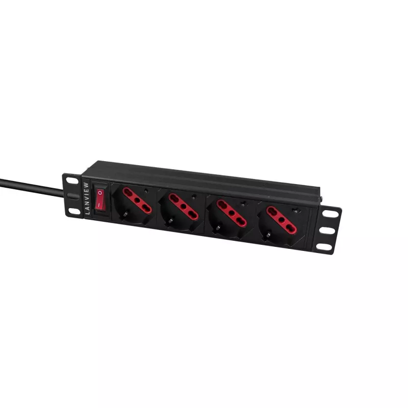 Strāvas sadales bloks Lanview LVR-2MIT-SW-IT4 1U melns 2m kabelis