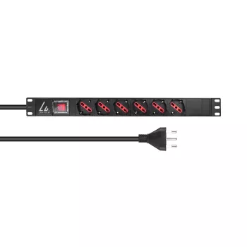 Elektrības sadales bloks Lanview LVR-2MIT-SW-IT6 1U Melns 2m kabelis