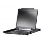 Plaukta konsole 19 collu ATEN CL3000N, 48,3 cm LCD 1280×1024, VGA, USB/PS/2 tastatūra un pele, 1U, alumīnija melna
