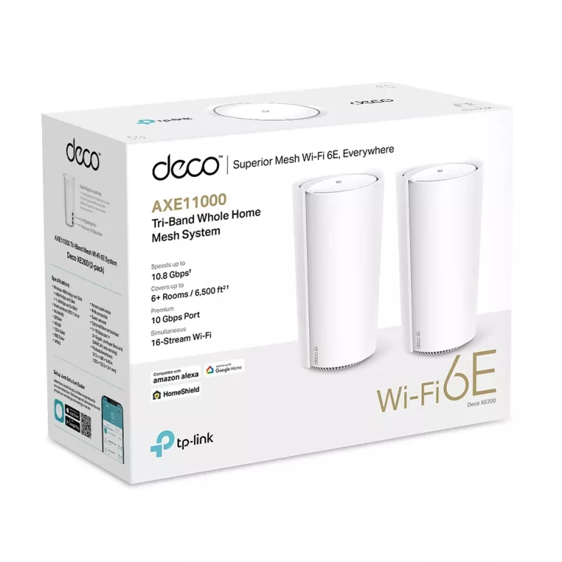TP-Link AXE11000 Whole Home Mesh Wi-Fi 6E sistēma, balta, iekšējā, Mesh sistēma, 600 m², trīsjoslu (2,4 GHz / 5 GHz / 6 GHz), Wi-Fi 6E (802.11ax)