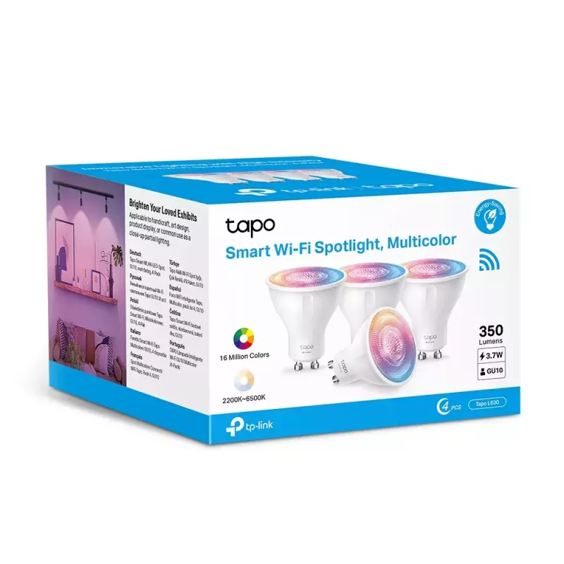 Viedā spuldze TP-Link Tapo L630 Daudzkrāsaina Wi-Fi 3.7W 4 iepakojumā