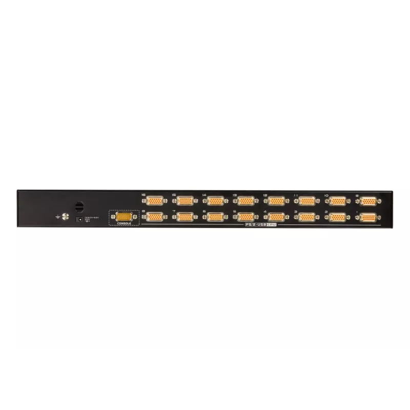 ATEN 16 portu USB/PS/2 VGA KVM slēdzis, 2048 x 1536 pikseļi, QXGA, statņu montāža, 6,5 W, 1U, melns