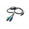 ATEN PS/2 uz USB adapteris, 0,9 m, 2x 6 kontaktu Mini-DIN, USB A, vīrišķais, sievišķais, melns