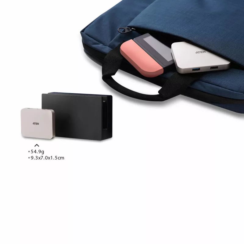 ATEN UH3235 USB-C 4K īpaši mazā dokstacija ar barošanas caurlaidi