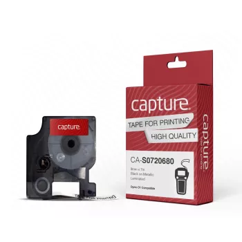 Etiķešu lente Capture CA-S0720680 melna uz balta 9 mm 7 m