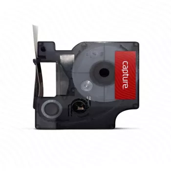 Etiķešu lente Capture CA-S0720680 melna uz balta 9 mm 7 m