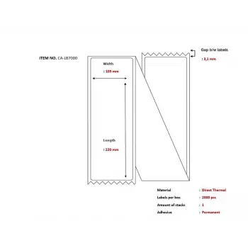 Capture termo kuģa etiķetes 105 x 220 mm CA-LB7000 – tiešās termoprintēšanas etiķetes sūtījumiem