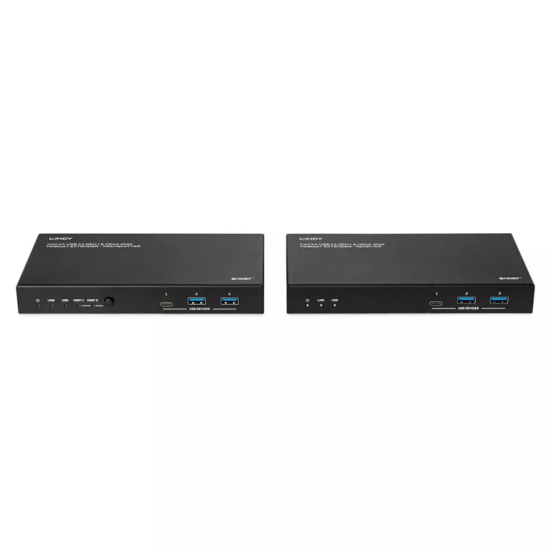 Tīkla raidītājs un uztvērējs Lindy 100m Cat.6A 2 Host USB 3.2 Gen 1 & HDMI 4K60
