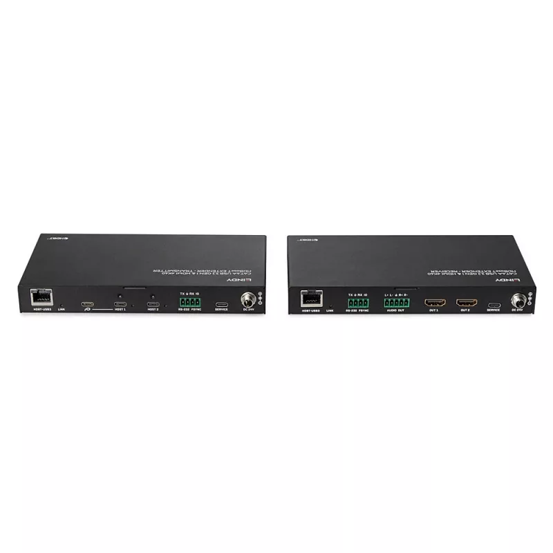 Tīkla raidītājs un uztvērējs Lindy 100m Cat.6A 2 Host USB 3.2 Gen 1 & HDMI 4K60