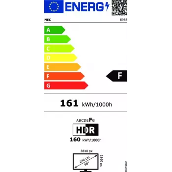 NEC MultiSync E988 Digitālās izkārtnes plakanais panelis 2.48 m (97.5 collas) LCD 350 cd/m² 4K Ultra HD Melns 24/7
