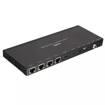 Raidītājs un uztvērējs Lindy 70m Cat.6 4 Port HDMI 4K30 un IR sadalītāja pagarinātājs ar cilpas izeju