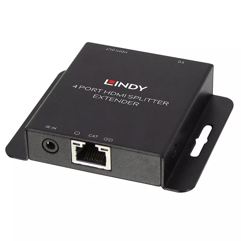 Raidītājs un uztvērējs Lindy 70m Cat.6 4 Port HDMI 4K30 un IR sadalītāja pagarinātājs ar cilpas izeju