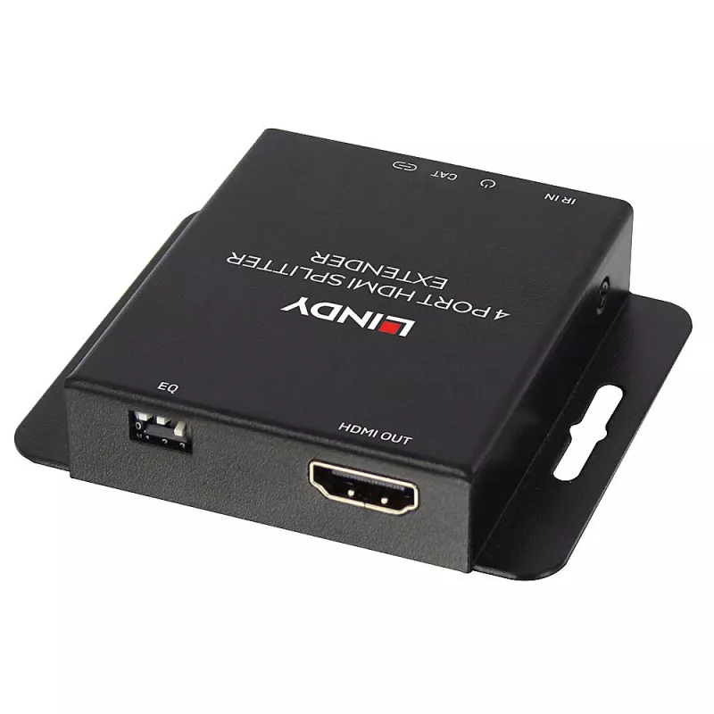 Raidītājs un uztvērējs Lindy 70m Cat.6 4 Port HDMI 4K30 un IR sadalītāja pagarinātājs ar cilpas izeju