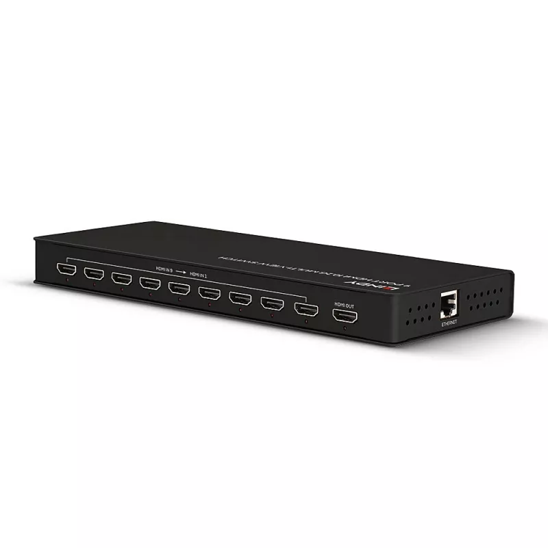 Lindy 9 portu HDMI 10.2G vairāku skatu pārslēgs, melns, 30 Hz