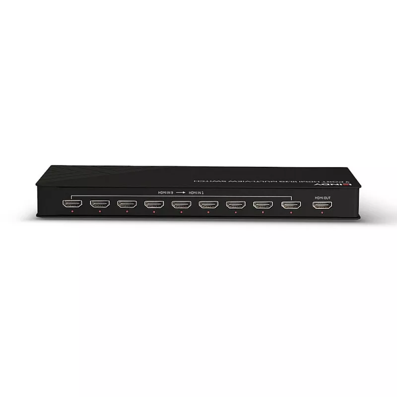 Lindy 9 portu HDMI 10.2G vairāku skatu pārslēgs, melns, 30 Hz